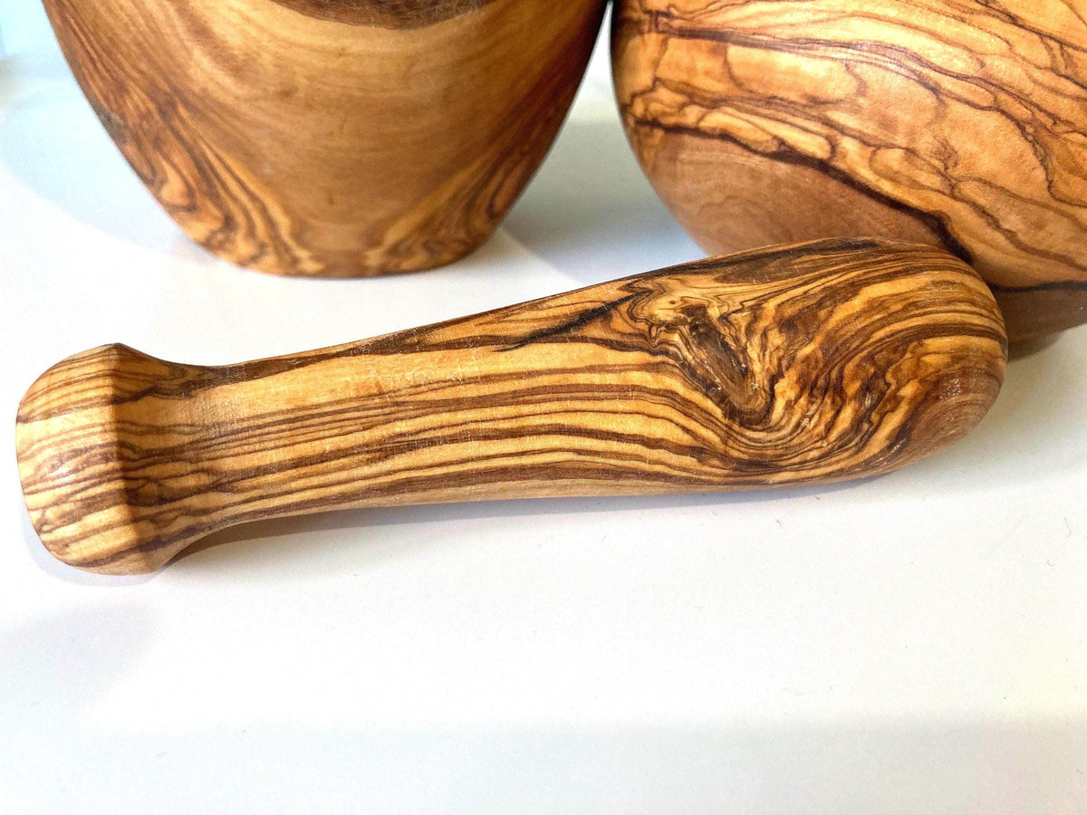 Handcrafted Olive Wood Mortar and Pestle: Rustic Kitchen Herb Grinder (12-14cm)